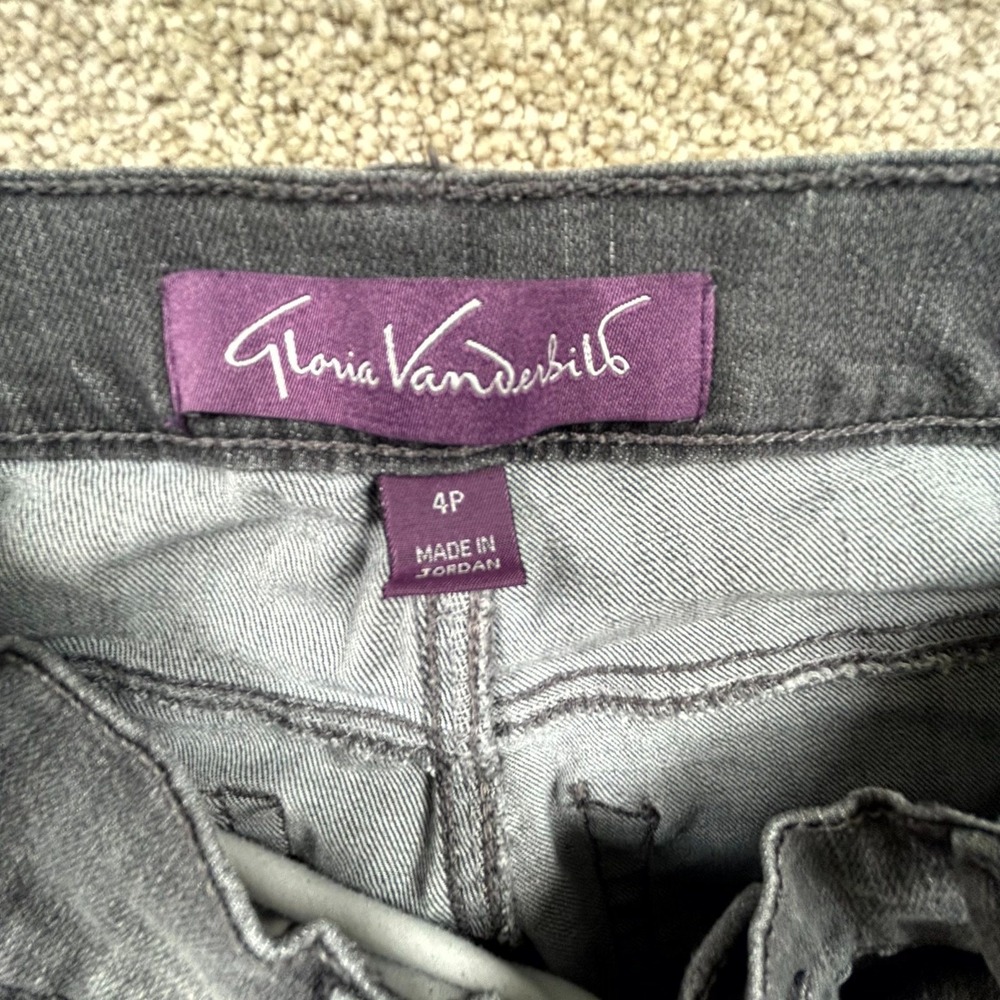 Gloria Vanderbilt Amanda Skinny Jeans Womens 4P Black Whiskering Denim‎ Cotton - Picture 6 of 9